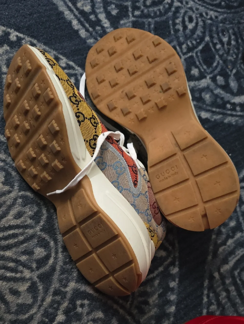 Gucci Multicolor GG Canvas Low-Top Sneakers — White, Red, Yellow, Gray, Brown - Picture 2 of 5